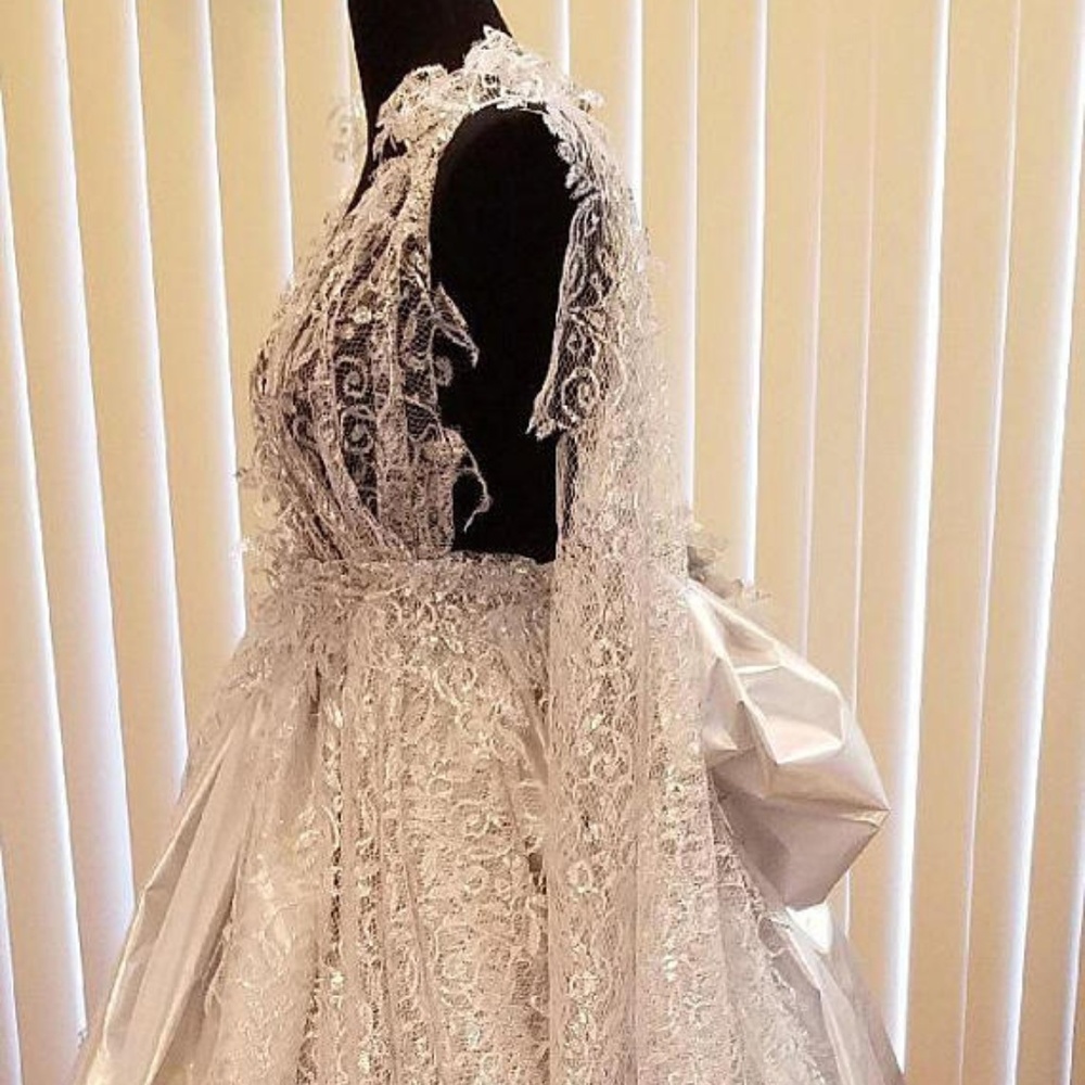 RAJATA Silver Lace & Lame' Nymph Wedding Ballgown - Picture 4 of 8